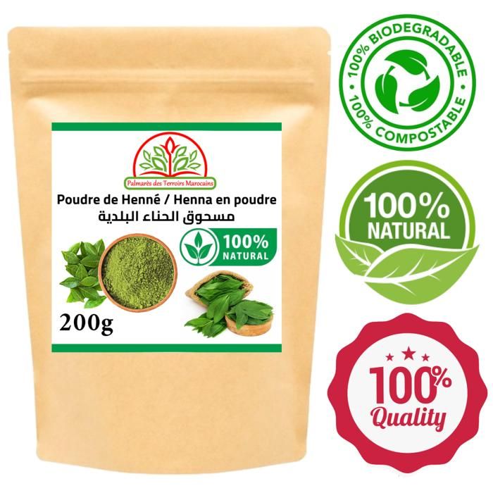 Poudre Henné 100% naturel corps et cheveux 200g
