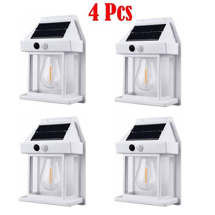 Pack de 4 lampes murales solaires avec détecteur de mouvement, style chalet
