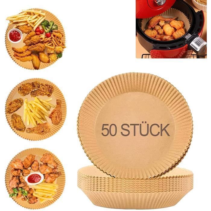 Papier Cuisson Air Fryer, Parchemin Papier Sulfurisé Rond Jetable Pour Friteuse à Air, four, Four Micro-Onde, 50PCS