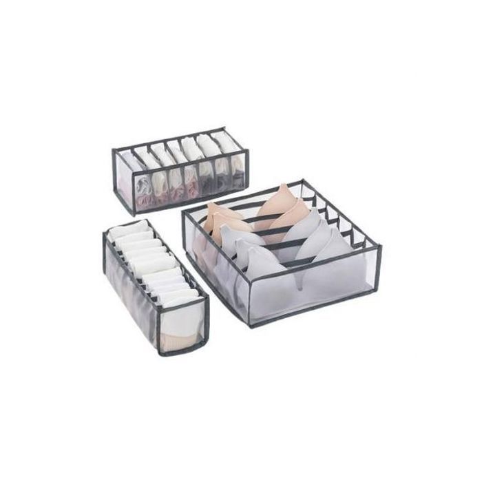 3 ensemble d'organisateur de sous-vêtements pliable multi-grilles