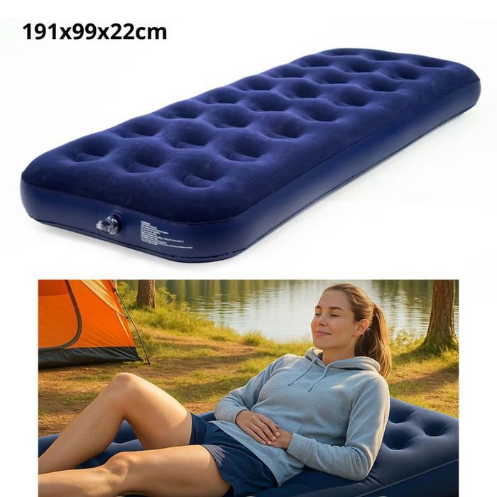 Lit de camping gonflable simple rapide, idéal pour le camping et les invités 191x99x22cm
