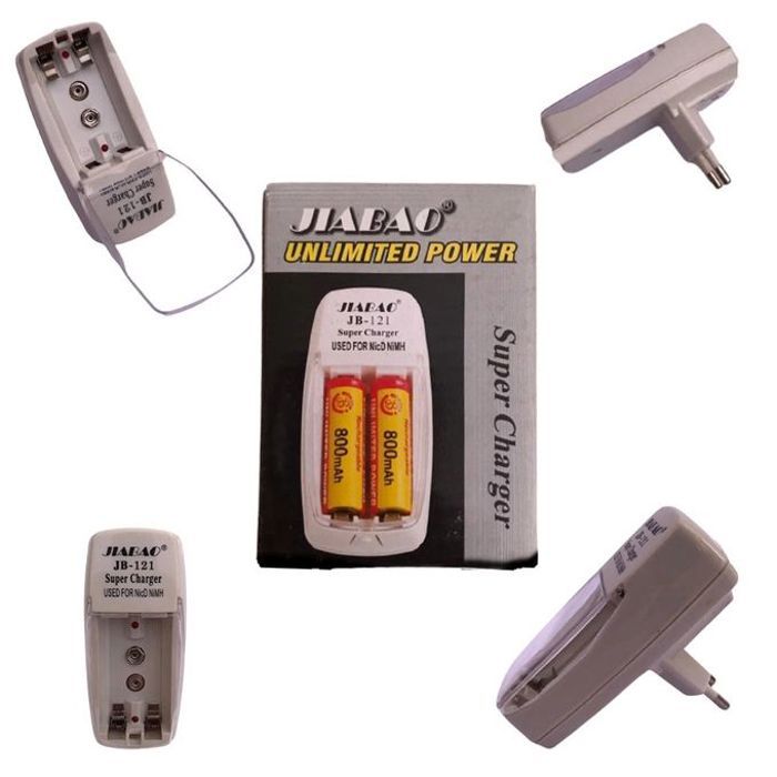 Jiabao super Chargeur de piles Universal AA, AAA et pile 9 V avec indicateur