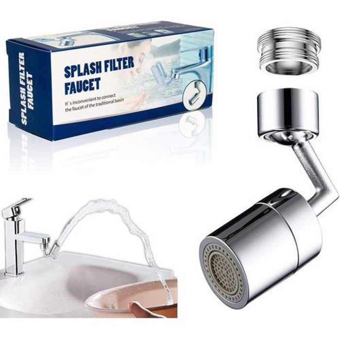 Aérateur de Robinet - Non spécifié - Mélangeur d'Eau - Rotation 360 Degrés - 2 Débits - Métal Argenté