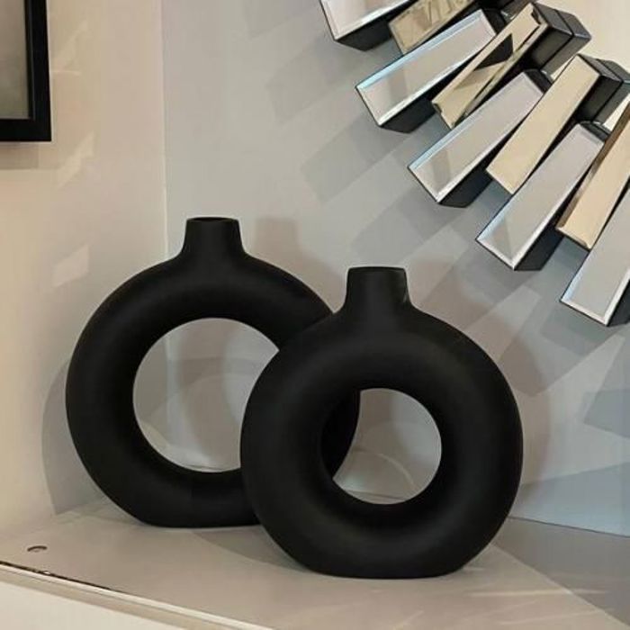 Vase décoratif - GENERIC - Donut vase - Céramique haute qualité - Noir - Design moderne