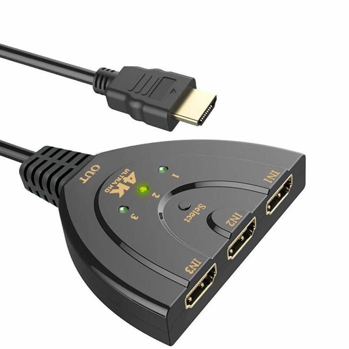 Répartiteur HDMI 3 en 1 avec Sortie 4K Ultra HD ( Câble Splitter )