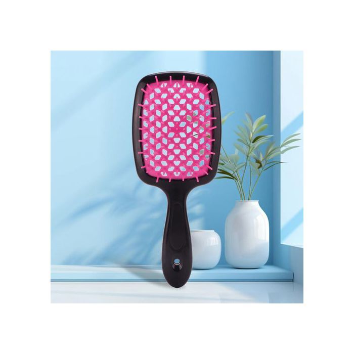 Magic Brosse à Cheveux à dents larges Démêlante Anti-Casse et Anti-Nœuds Noir/Rose