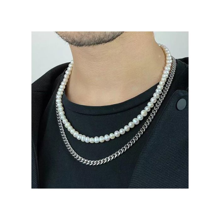 Collier - Non spécifié - Pack de 2 - Acier inoxydable - Argent - 60 cm