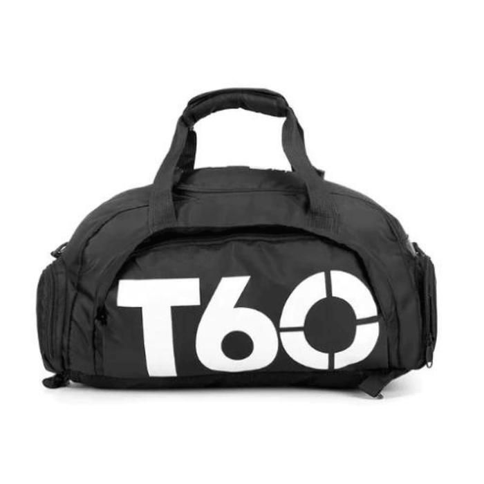 Sacs de sport d'extérieur pour hommes et femmes T60, sac de voyage/bagage étanche/sac à dos de sport multifonctionnel, noir