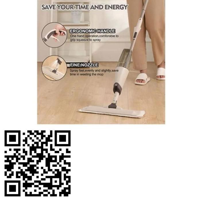 Vadrouille pratique avec système de pulvérisation tampons et manche pivotant 360°