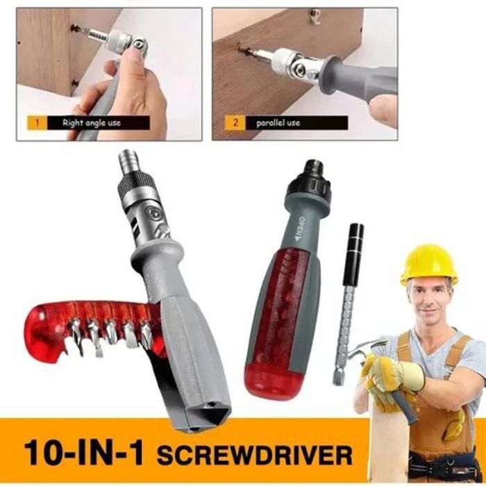 Kit deTournevis Pliables à Cliquet 11-en-1 en Acier Allié pourRéparations manuel
