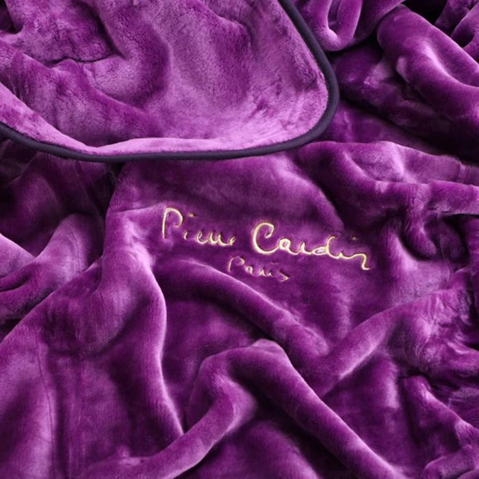 Couverture - PIERRE CARDIN - 220x240 cm - Polaire - Élégan - Violet
