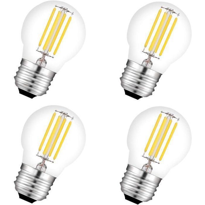 4 Ampoules G45 LED 4W filament, lumière jaune