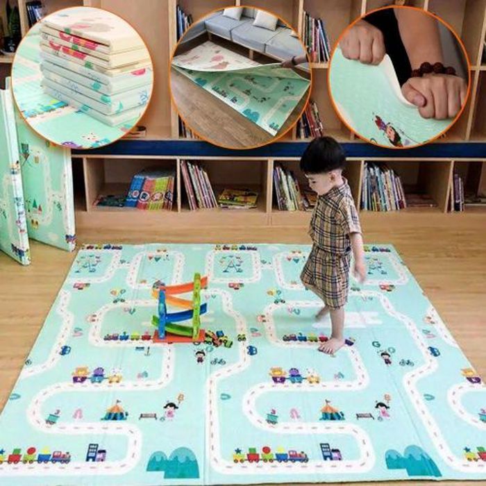 Tapis antichoc résistante et pliable de jeu pour chambres d'enfants 200x180x1cm