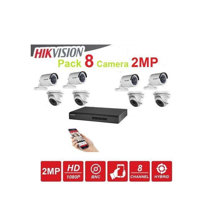 Hikvision Pack de 8 Cameras de surveillance 2MP 1080P + DVR 8CH
