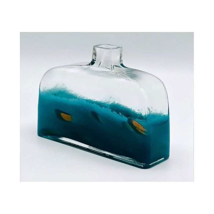 Vase décoratif - Verre - 15x15x30 PM - Bleu - Contemporain - Design