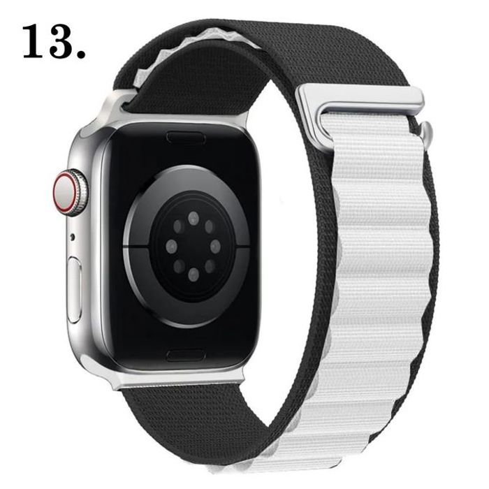 Bracelet Boucle Alpine en Nylon Vert pour Apple Watch Ultra, 49mm, 44mm, 40mm, 45mm - Noir