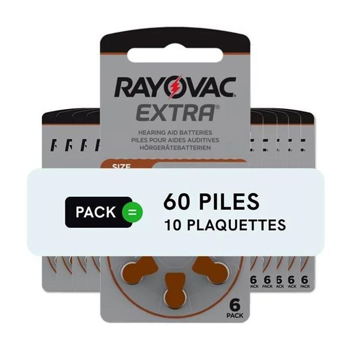 Rayovac Piles auditives 312 - Lot de 60 piles