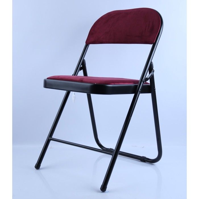 Chaise pliable - HOME DECO FACTORY - Velours rouge - Assise renforcée - Confort optimal - Intérieur