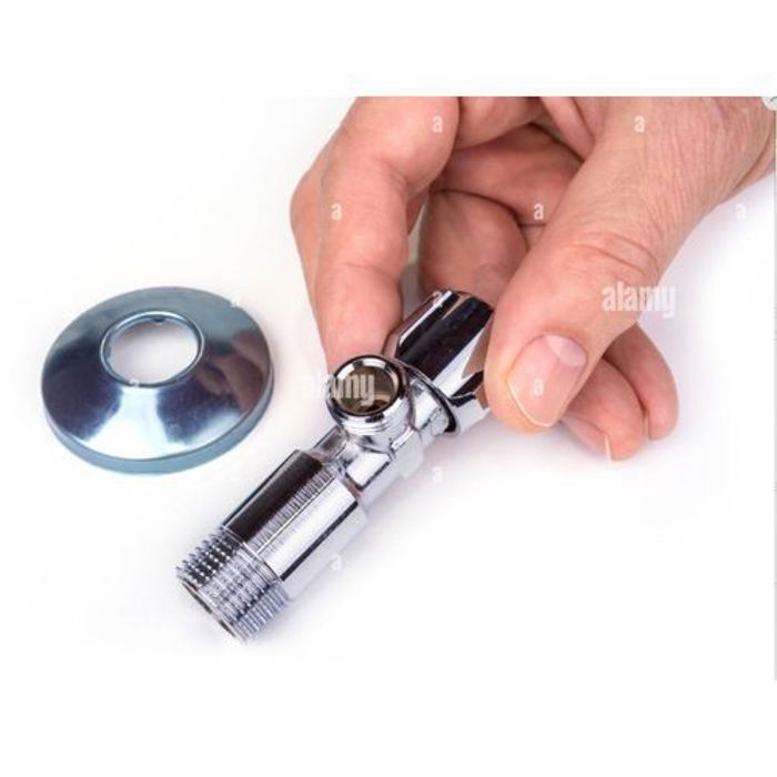 Robinet d'angle - Inox - Adaptateur de valve - 20x10cm - Accessoires de salle de bain - Gris