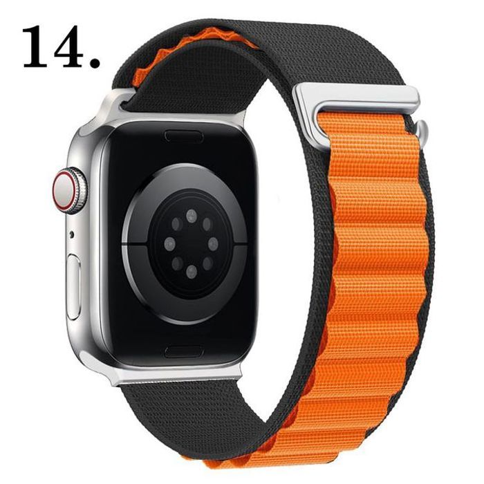 Bracelet Boucle Alpine en Nylon Vert pour Apple Watch Ultra, 49mm, 44mm, 40mm, 45mm - Noir.