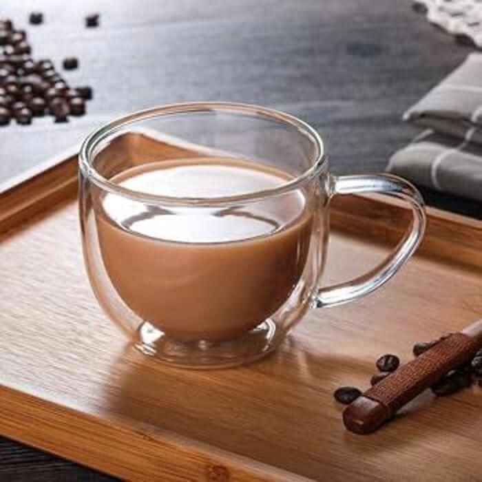 Tasse - Verre - Coffret de 6 - Double paroi - 90ml - Résistant à la chaleur