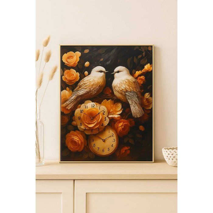 cadre tableau avec horloge 43x63cm