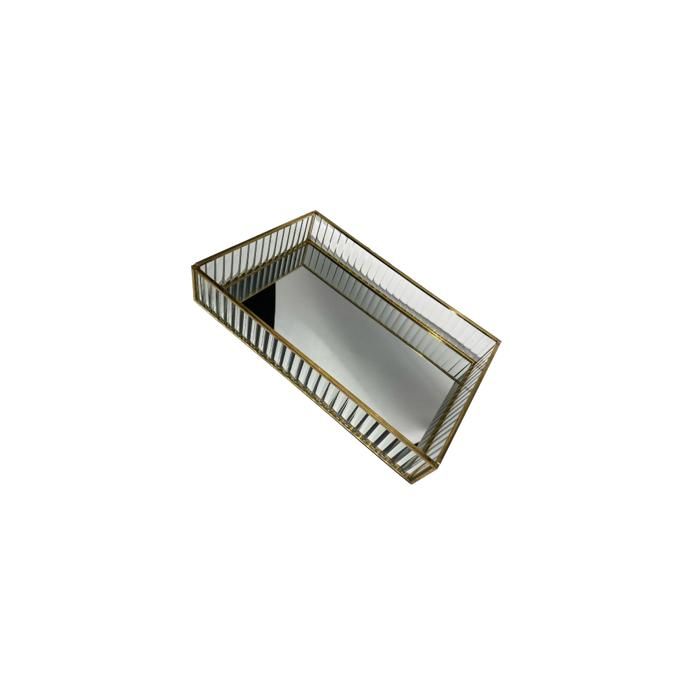 PLATEAU DECORATIF AVEC MIROIR RECTANGULAIRE S  -20x10x4cm