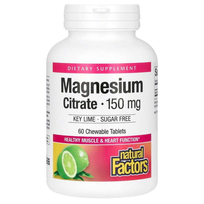 Magnesium Citrat, Key Lime, 150 mg, 60 Chewable Tablets