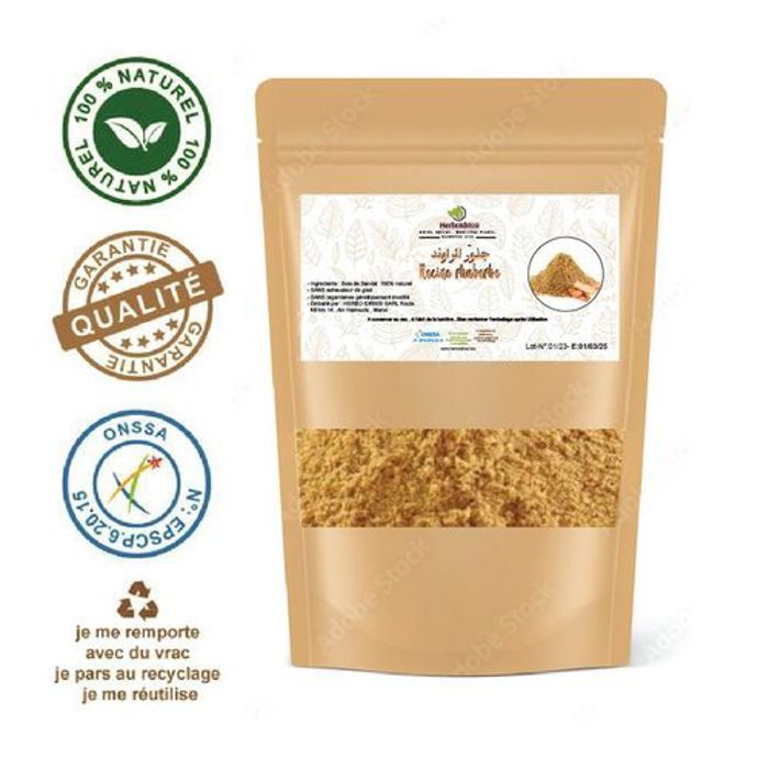 HERBO IDRISSI Racine de Rhubarb Poudre 200G ( Ménopause , Articulations , Transit intestinale )