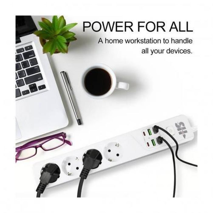 Multiprise - Power Soket - BKL 03 EU - 4 Prises 2P+T - 4 Ports USB - 2 Ports Type C