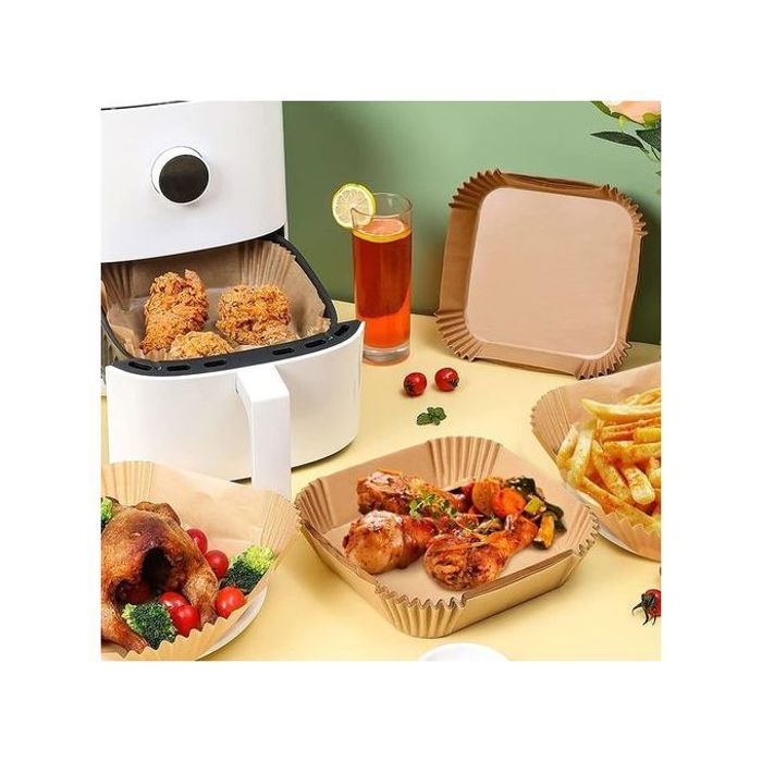 Lot de 50 Papiers pour Friteuse à Air : Carré, Sulfurisé, Antiadhésif, Haute Qualité