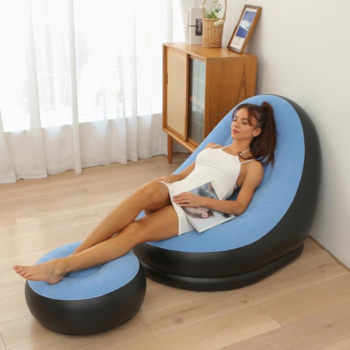 Canapé Gonflable et Repose-Pied Fauteuil Gonflable Exterieur et Pouf Gonflable Exterieur, Convient pour L'Intérieur et L'Extérieur