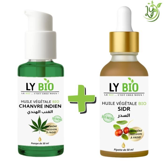 LYBIO PACK HUILE CHANVRE 50ML - POMPE + HUILE SIDR 50ML - PIPETTE