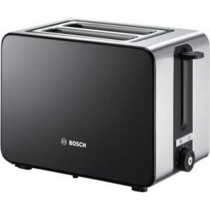 Grille-pain - BOSCH TAT7203 - 2 tranches - 2 emplacements - inox/noir