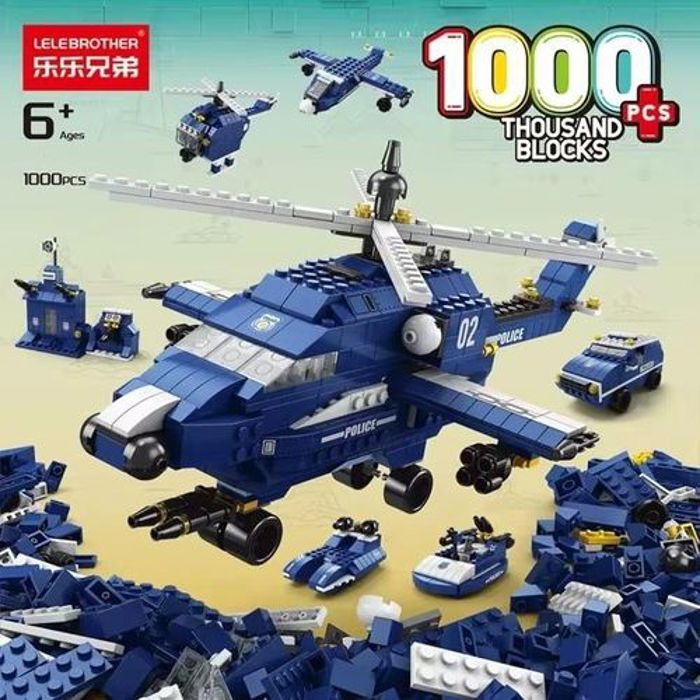 Bloc de construction - Lele Brother - Hélicoptère de combat - 1000 pièces - Pour enfants - Mixte