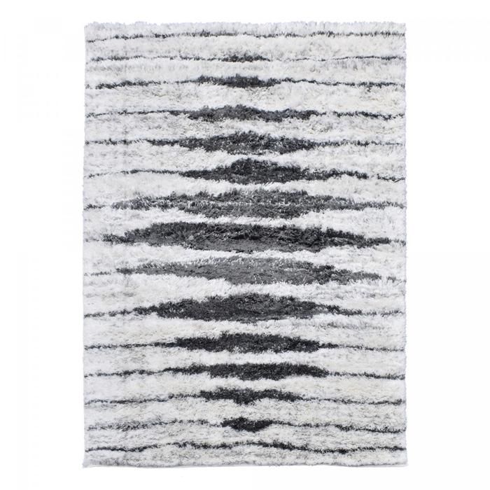 Tapis longs poils shaggy 120x170 rectangle tissé crème motif berbère LYN4 DOUX 5