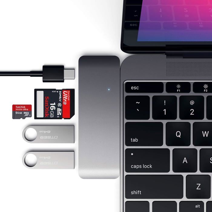 Concentrateur USB 3.0 - Satechi - Type-C 3 en 1 - 3 x SuperSpeed - Gris - Ordinateur de bureau