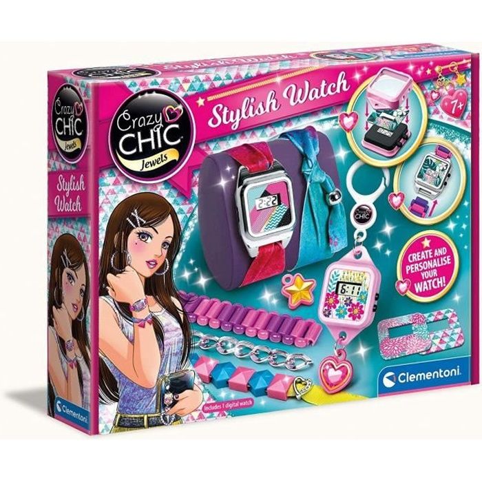 Montre stylée Crazy Chic de Clementoni pour enfant - Rose - À partir de 7 ans - Pour fille