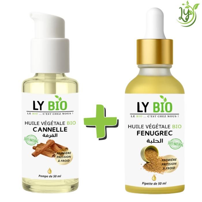 Pack Huile - LYBIO - Cannelle 50ml - Pompe - Fenugrec 50ml - Pipette - Nourrissant
