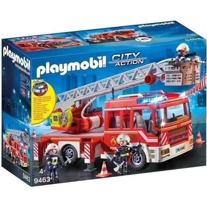 PLAYMOBIL 9463 Camion de pompiers, Avec échelle pivotante, City Action, dès 4 ans