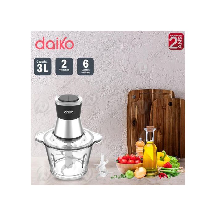 Hachoir en verre de 3 L 2 réglages de vitesse 500W, HA-9552DK