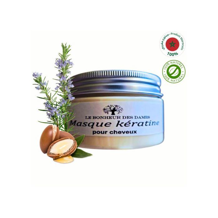 Masque cheveux - Naturel - Kératine - Huile d'Argan - Huile de Romarin - 0% Sulfate