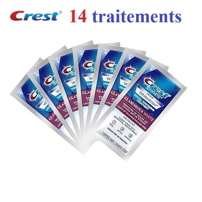 Crest 3D Whitestrips GLAMOROUS WHITE 28 bandes soit 14 Traitements en 14 saches pour 14 jours