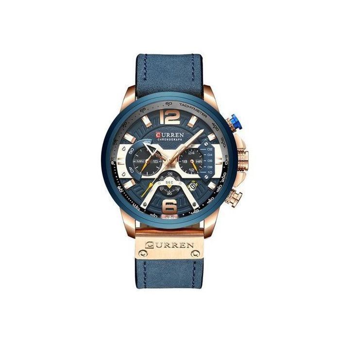 Curren Montre Homme 8329 Cuir chronographe Bleu