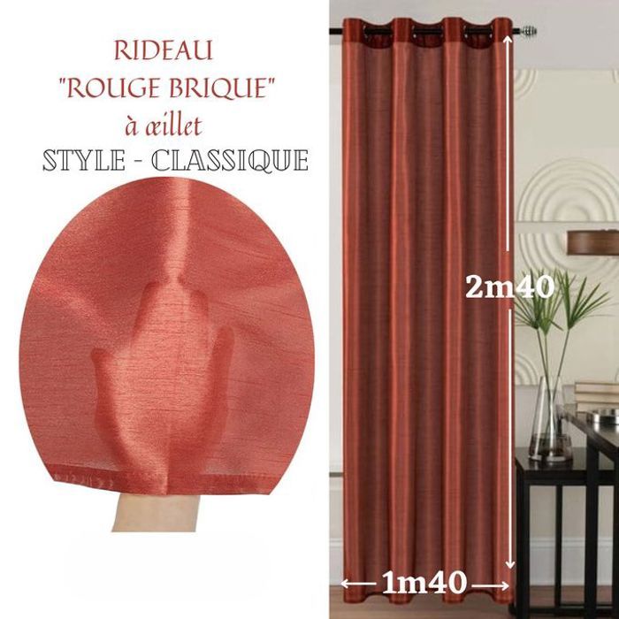 Rideau Contemporain Rouge Brique - 140x240cm - Classique & Élégant