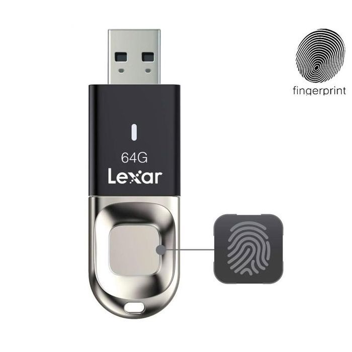 Lexar Cle USB 64GB JumpDrive Fingerprint empreinte F35pro USB 3.2 Gen1, jusqu'à R300/W60,10 identifiants