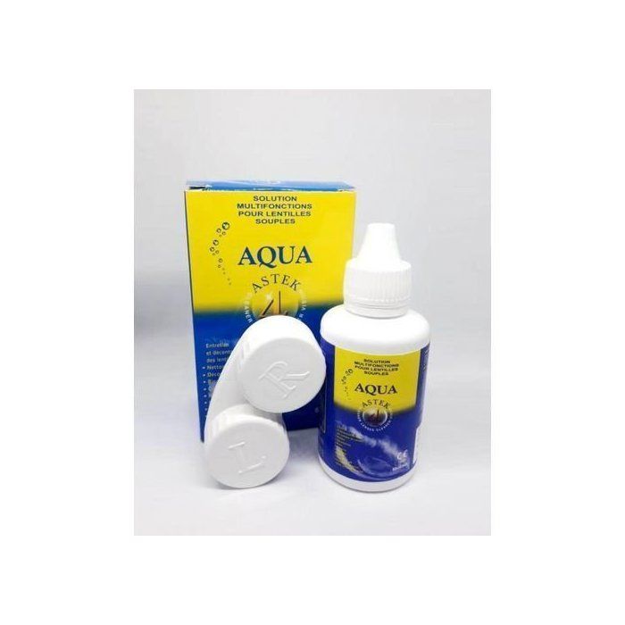 Aqua Solution multifonctions pour lentilles souples 60ml+Porte-lentilles