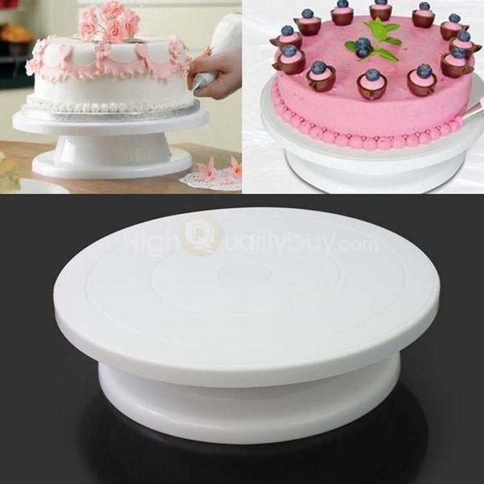 Présentoir à gâteau - Non spécifié - Plateau tournant - Plastique - Diamètre 280mm - Blanc