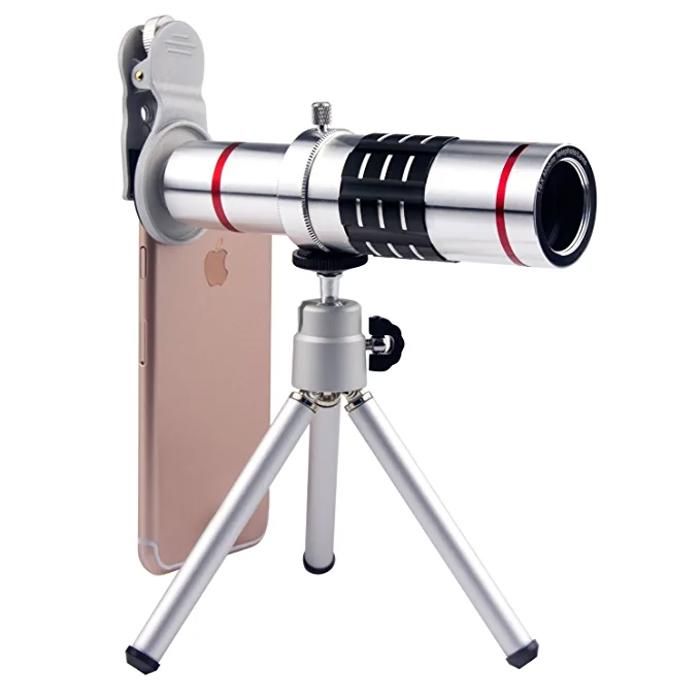 Télescope de téléphone - Enem - Zoom 18X - Objectif monoculaire - Compatible iPhone et Android - Trépied inclus