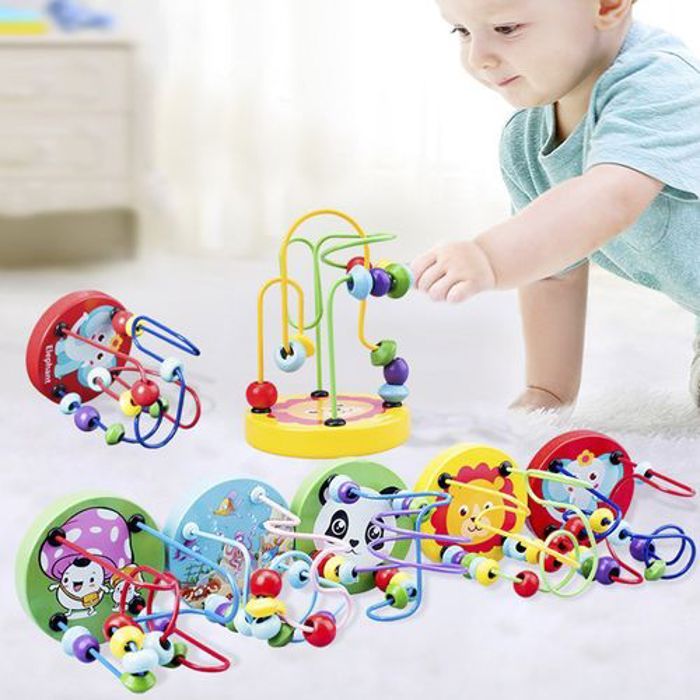 Jouet éducatif pour enfants, perles rondes en bois, jouet coloré, autour des Mini perles, jeu pour enfants